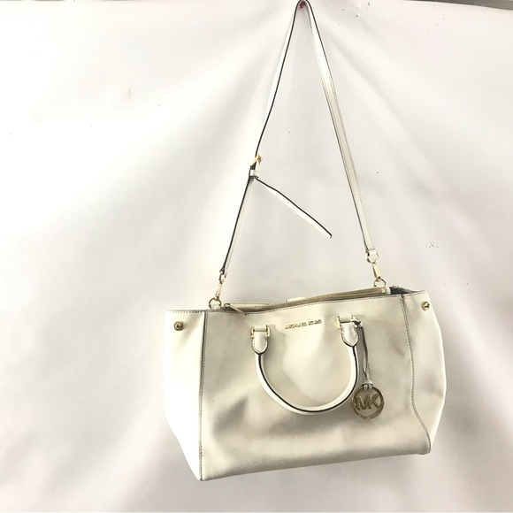 Michael Kors Large Satchel Handbag Crossbody White - Picture 1 of 16